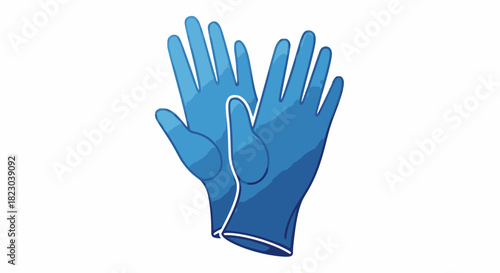 A pair of blue protective gloves, often used for cleaning, medical, or industrial tasks.