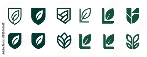 Green leaf logo collection: nature-inspired eco-friendly designs