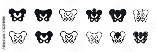 Abstract bone icon set – vector collection of pelvis symbols