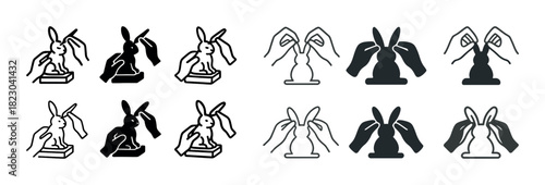Visual perception illusion with rabbit and duck ambigrams in black and white art patterns