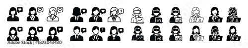 Icons of customer service representatives and business professionals