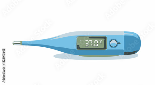 A blue digital medical thermometer displaying a normal body temperature of 37.0 degrees Celsius on a white background.