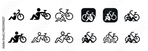 Cyclist pictograms: minimalist bicycle icons collection