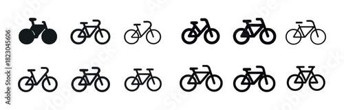 Variety of bicycle icons in black and white design