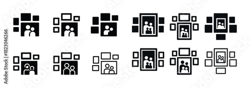 Family icons collection: symbols of connection and community in black and white