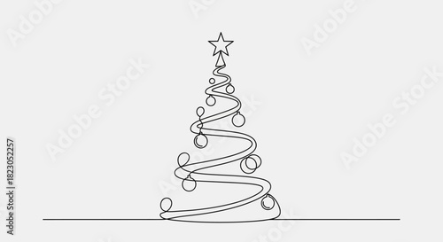 Minimalist christmas tree design with star and ornaments creating festive mood