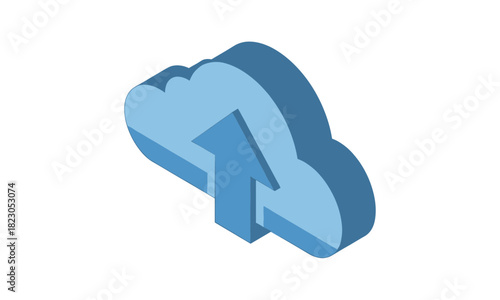 Effortless cloud upload showing seamless data transfer with a modern isometric design perfect for tech startups and digital innovation marketing