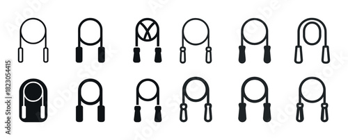 Collection of jump rope icons featuring various designs and styles