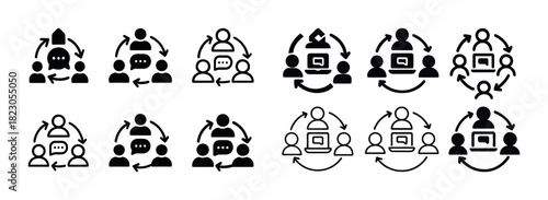 Collaborative icons for team communication and workflow