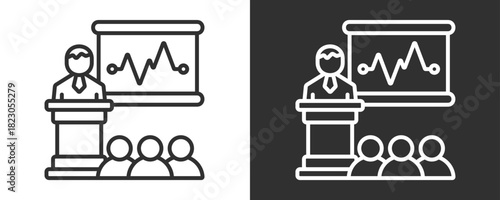 Presentation Icon Set Vector Collection Isolated In Black And White