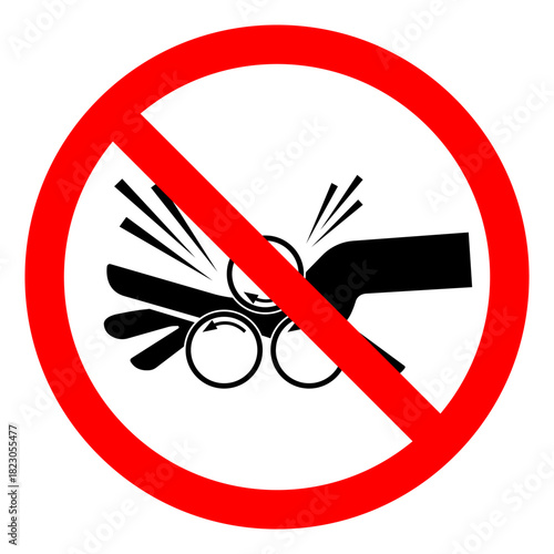 Injury Hazard Rotating Roller on Roll Bender Hazard Symbol Sign ,Vector Illustration, Isolate On White Background Label.EPS10