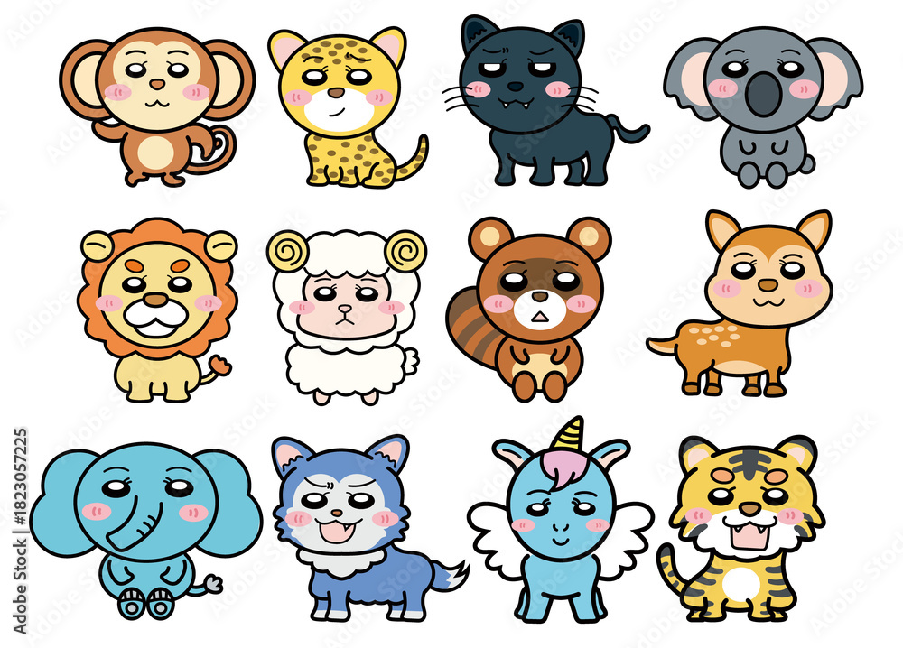 Obraz premium 動物占いセット