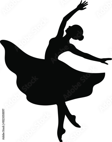 Silhouette of a ballet dancer in mid-pose dancing