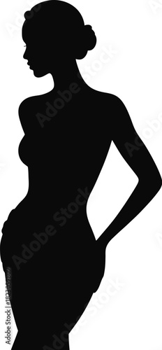 Silhouette of a woman with hand on hip, looking sideways