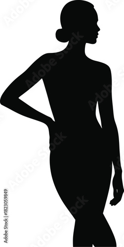 Silhouette of a woman with hand on hip, looking sideways