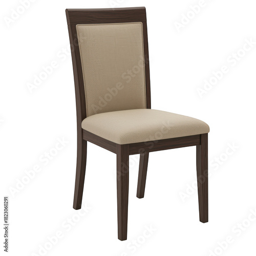 Wallpaper Mural Elegant upholstered dining chair with dark wood frame isolated on transparent background Torontodigital.ca