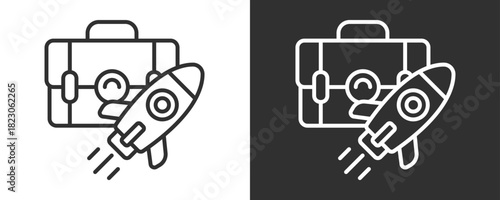 Startup Business Icon Set Vector Collection Isolated In Black And White