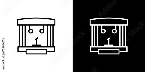 Simplified icon illustration of a carnival game with a number one, against a black and white background