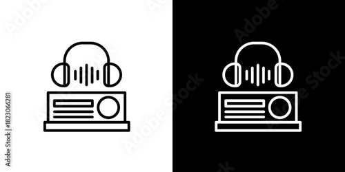 Radio and Headphones Icon Audio Equipment Vector Illustration