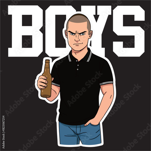 A vector of Skinhead boys 