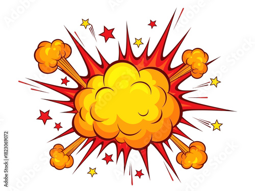 Vibrant Comic Explosion Speech Bubble - Cartoon Boom Pow Effect Vector