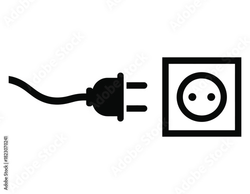 Electrical Plug and Socket Icon - Power, Connection & Energy Supply