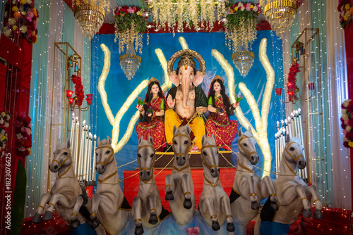 Beautiful Sculpture of Lord Ganesh. Happy Ganesh Chaturthi