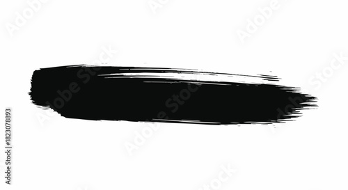 A single, horizontal brushstroke in black against a white background. The stroke has a slightly textured appearance.