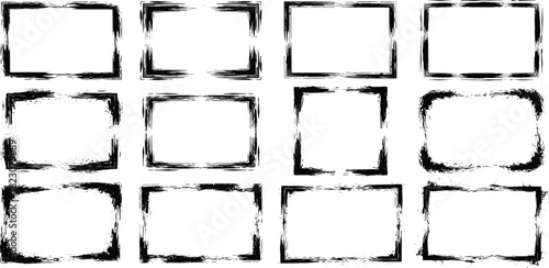 Artistic collection of rough-edged frames, showcasing a distressed, grunge aesthetic with textured borders, perfect for adding a raw and vintage feel to creative designs
