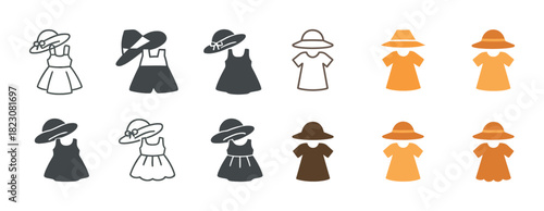 Stylish women's summer outfits collection featuring dresses and hats