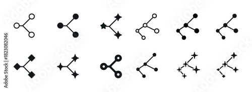 Various geometric network symbol designs in black and white