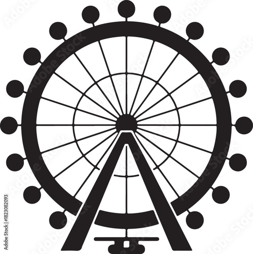 Black and White Ferris Wheel Art