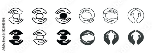 Collection of abstract hand logos in various styles and designs