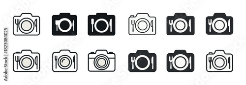 Camera eating utensil icons: photography and cuisine fusion