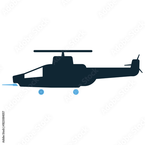 Military Helicopter Icon Vector Ideal for graphics related to air force, military transport, reconnaissance, search and rescue, and vertical flight concepts.