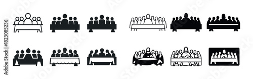 Simple black and white last supper icon variations