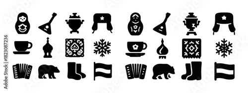 Russian culture icons: matryoshka, balalaika, samovar, and more
