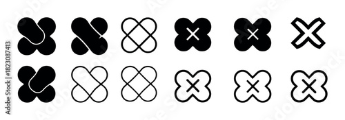 Black and white modern geometric cross shapes collection