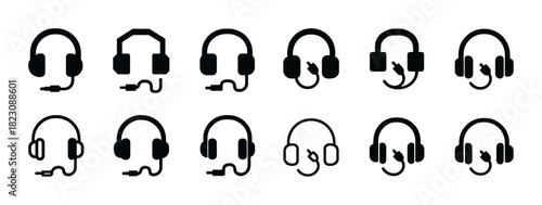Various headphone and headset silhouettes collection