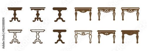 Variety of vintage table silhouettes in classic brown tones