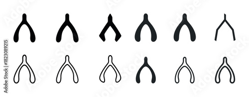 Set of wishbone icons in various styles and designs