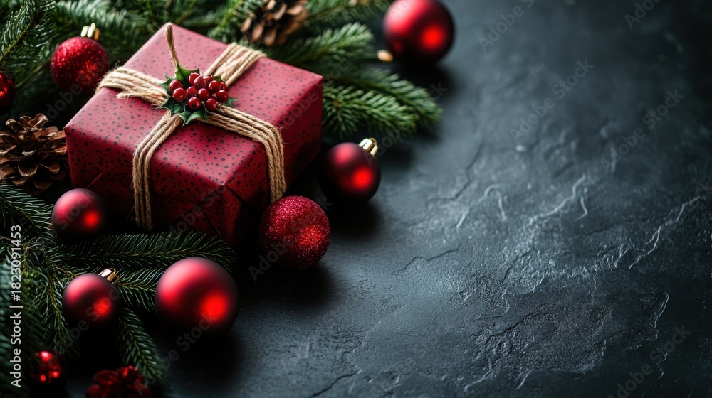 Fototapeta premium Decorating for christmas festive baubles and gifts home interior holiday scene cozy atmosphere vibrant display