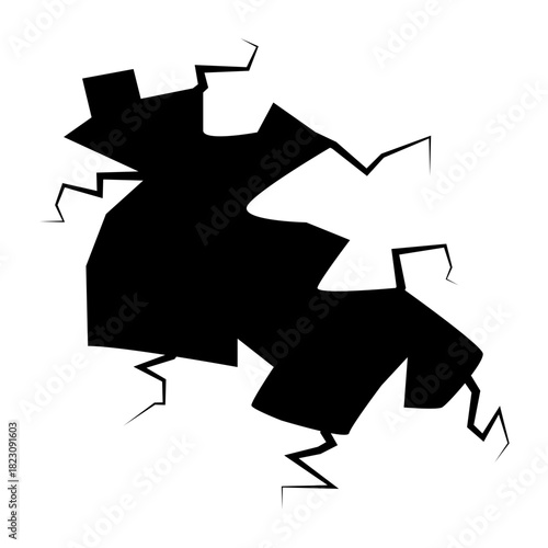 Crack concrete wall texture, Set of vector illustrations of cracks.