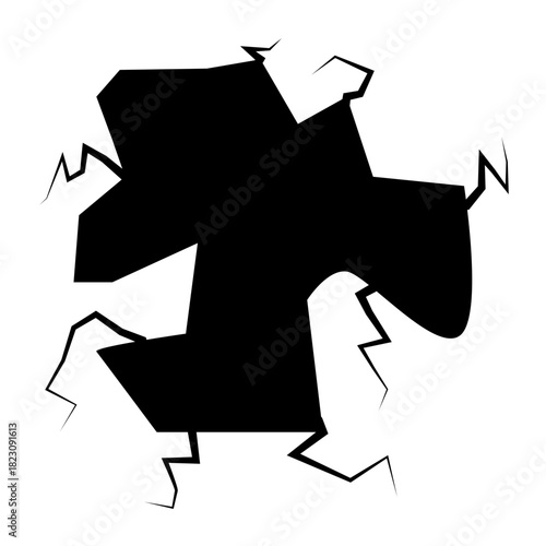 Crack concrete wall texture, Set of vector illustrations of cracks.