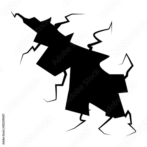 Crack concrete wall texture, Set of vector illustrations of cracks.