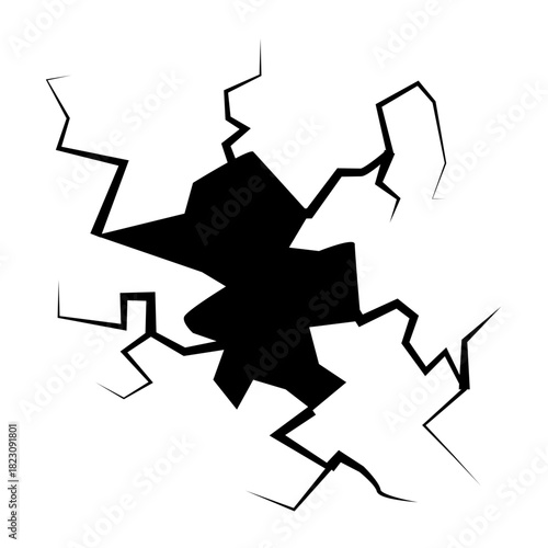 Crack concrete wall texture, Set of vector illustrations of cracks.