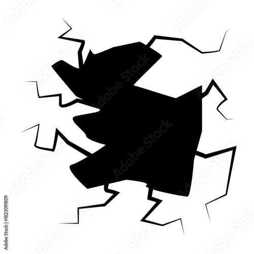 Crack concrete wall texture, Set of vector illustrations of cracks.