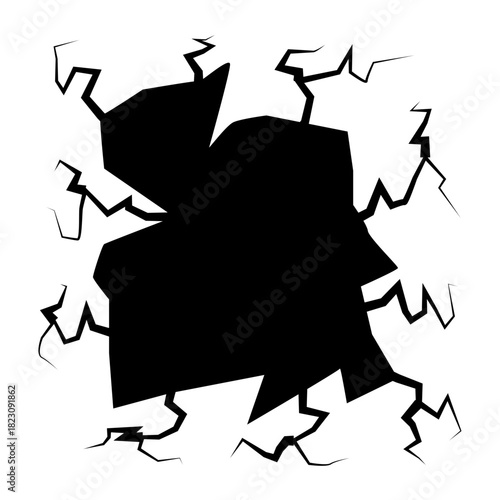 Crack concrete wall texture, Set of vector illustrations of cracks.