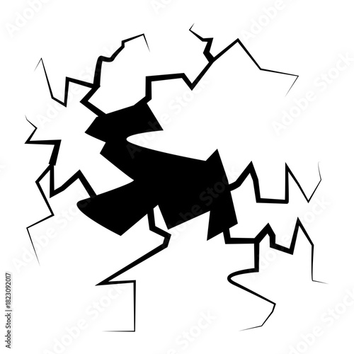 Crack concrete wall texture, Set of vector illustrations of cracks.