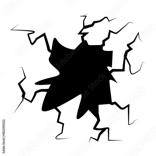 Crack concrete wall texture, Set of vector illustrations of cracks.